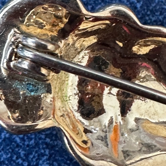 Monet Festive Skating Figures Snowman Brooch with Red Green White & Gold Accents - Picture 4 of 8